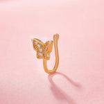 Butterfly Kiss Nose Cuff — Gold-Toned Non-Piercing Stud for Her