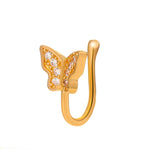 Butterfly Kiss Nose Cuff — Gold-Toned Non-Piercing Stud for Her