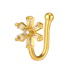 Petal Grace Nose Stud — Gold-Toned Floral Charm Pin for Women
