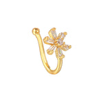 Petal Grace Nose Stud — Gold-Toned Floral Charm Pin for Women