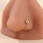Trendy Flower Nose Stud for Women — Hot Selling Gold-Toned Floral Pin