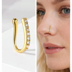 Curved Grace Nose Pin for Women — Gold-Toned U-Shape Stud