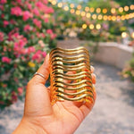 Wavy Wide Bangle Cuff – Gold-Toned Statement Bracelet