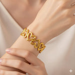 Linked Hearts Cuff Bracelet – Gold-Toned Open Bangle