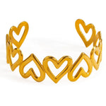 Linked Hearts Cuff Bracelet – Gold-Toned Open Bangle