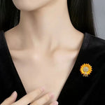 Golden Bloom Brooch — Honey Bee & Sunflower
