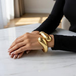 Double Loop Cuff Bracelet – Chunky Gold-Toned Statement Bangle