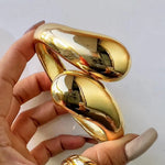 Double Loop Cuff Bracelet – Chunky Gold-Toned Statement Bangle