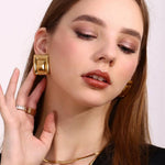 Waterproof Anti-Tarnish Statement Bold Rectangle Stud Earring