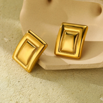 Waterproof Anti-Tarnish Statement Bold Rectangle Stud Earring