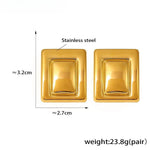 Waterproof Anti-Tarnish Statement Bold Rectangle Stud Earring