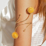 Gold-Toned Sunflower Armlet for Women — Anti Tarnish Upper Arm Cuff