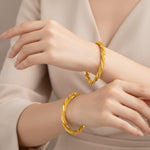 Gold-Toned Twisted Mesh Cuff Bangles