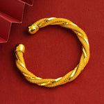 Gold-Toned Twisted Mesh Cuff Bangles