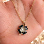 Black Clover Pendant Necklace for Women | Gold-Toned Stainless Steel