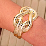 Gold-Toned Braided Knot Cuff Bracelet — Adjustable