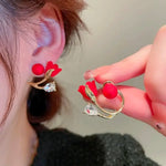 Diamond Crystal Flower Pearl Tulip Stud Earrings