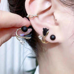 Diamond Crystal Flower Pearl Tulip Stud Earrings