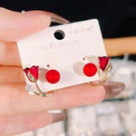 Diamond Crystal Flower Pearl Tulip Stud Earrings