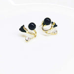 Diamond Crystal Flower Pearl Tulip Stud Earrings