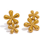 Stainless steel Double flower earrings
