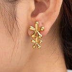 Stainless steel Double flower earrings