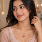 Crystal Flower Rotating Pendant Necklace