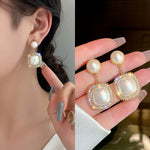 Korean Pearl Rhinestone Earrings for Women
