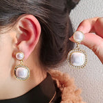 Korean Pearl Rhinestone Earrings for Women