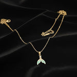 Enamel Whale Tail Pendant Necklace