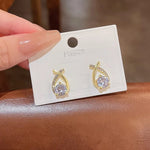 Crystal Wishbone Solitaire Stud Earrings