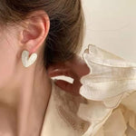 Anti Tarnish Heart Shape Ear Studs for Women