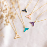 Enamel Whale Tail Pendant Necklace