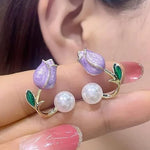 Flower Pearl Ear Studs for Women