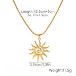 Celestial Sun Spiral Pendant Necklace for Women