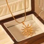 Celestial Sun Spiral Pendant Necklace for Women