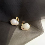 White Bunny Enamel Stud Earrings