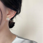 White Bunny Enamel Stud Earrings