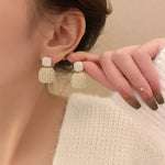 Handmade Pearl Cluster Drop Earrings for Women