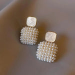 Handmade Pearl Cluster Drop Earrings for Women