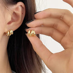 Triple Band Chunky Huggie Hoop Earrings for Women