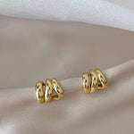 Triple Band Chunky Huggie Hoop Earrings for Women
