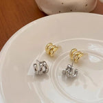 Triple Band Chunky Huggie Hoop Earrings for Women