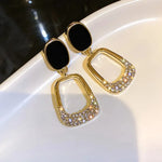 Black & Gold Anti Tarnish Drop Earrings for Women