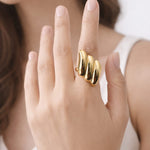 Croissant Dome Gold Statement Ring