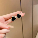Black Triangle Crystal Stud Earrings