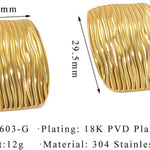 Gold-Toned Textured Square Stud Earrings for Women