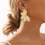 Multi-Leaf Cluster Stud Earrings for Women | Gold Electroplated Oversized Statement Earrings