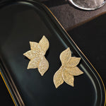 Multi-Leaf Cluster Stud Earrings for Women | Gold Electroplated Oversized Statement Earrings