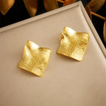 Gold-Toned Hammered Square Stud Earrings for Women